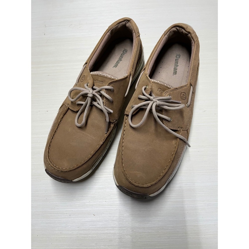 Dunham Captain Mens Boat Shoes Tan Leather with Mesh Sides Loafers Size 12